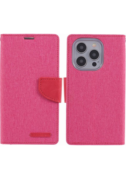 Iphone 15 Pro Case Canvas Doku Cep Telefonu Deri Deri Stand Rose Telefon Kılıfı (Yurt Dışından)