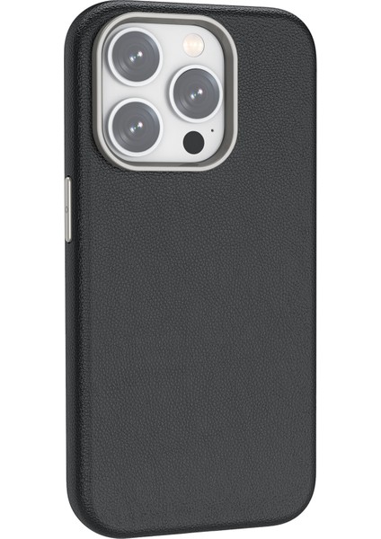 Slim Fit Tpu+Pu Deri Cep Telefonu Black ile Uyumlu iPhone 15 Pro Için Telefon Kılıfı (Yurt Dışından)