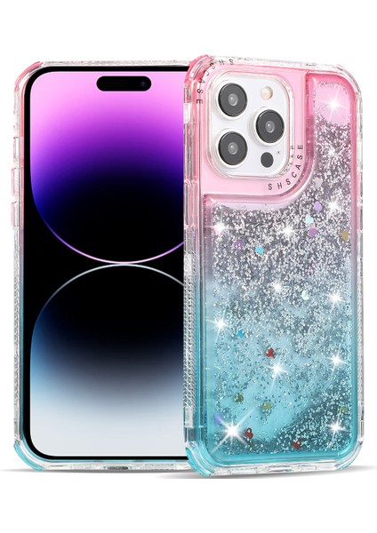 Iphone 14 Pro Vasalı Sıfan Sıvı Yüzen Hızlı ve Kazanmaya Koşullu Tpu+Pc Cep Telefonu Pinki+Açık Mavi Telefon Kılıfı (Yurt Dışından)