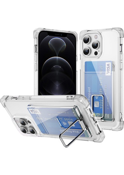Iphone 12 Pro Max Clear Case Telefon Kartı Slot Tasarlamalı Beyaz Için Ysm Takviyeli Köşeler Serisi Telefon Kılıfı (Yurt Dışından)