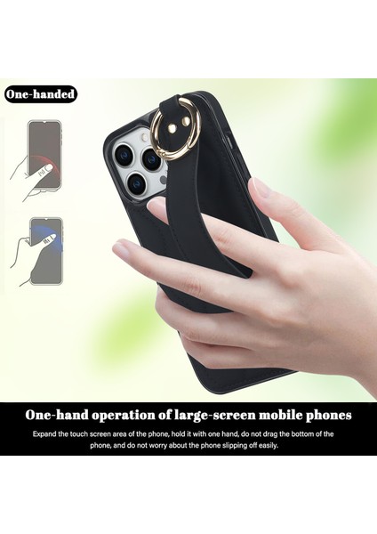 Iphone 12 Pro Max Shockproof Vaka Dalgası Pu Pu+Tpu Kickstand Telefon Black Telefon Kılıfı (Yurt Dışından)