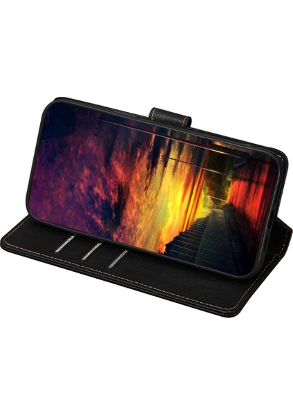 Iphone 15 Pro Drop Pu Deri Deri Flip Rfıd Blowıng Cül Stand Black Için Telefon Kılıfı (Yurt Dışından)