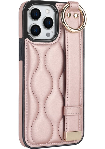 Iphone 13 Pro Kickstand Case Wave Desen Anti Drop Pu+Tpu Telefon Koruyucusu Gold Telefon Kılıfı (Yurt Dışından)