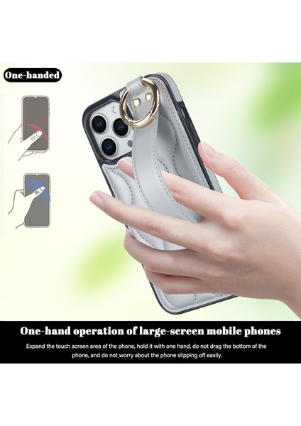 Iphone 12 Pro Max Shockproof Vaka Dalgası Pu+Tpu Kickstand Telefon Silver Telefon Kılıfı (Yurt Dışından)