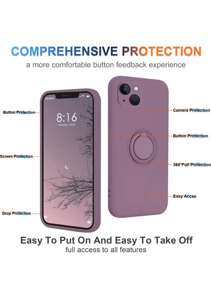 Iphone 15 Plus Sıvı Silikon Arka Halkası Kickstand Telefon Kılıfı (Yurt Dışından) fırsatları
