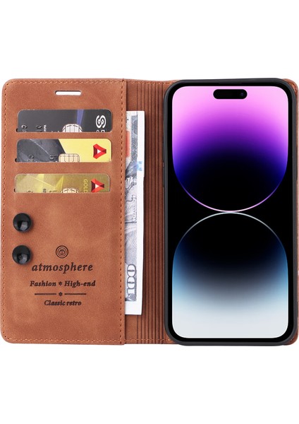 iPhone 14 Pro Max Deri Emme Bardakları Kapatma Telefon Kahverengi Telefon Kılıfı (Yurt Dışından) fiyatları