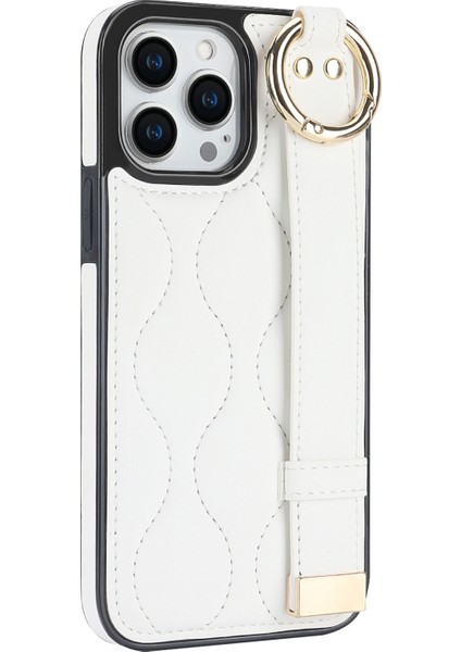 Iphone 13 Pro Kickstand Case Wave Desen Anti Drop Pu+Tpu Telefon Koruyucu Beyaz Telefon Kılıfı (Yurt Dışından) fiyatları