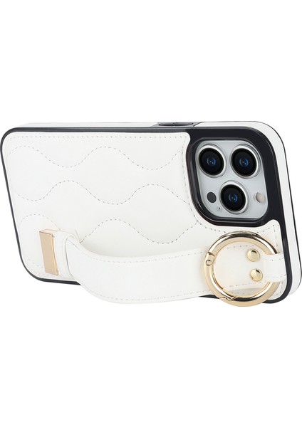 Iphone 13 Pro Kickstand Case Wave Desen Anti Drop Pu+Tpu Telefon Koruyucu Beyaz Telefon Kılıfı (Yurt Dışından) modelleri