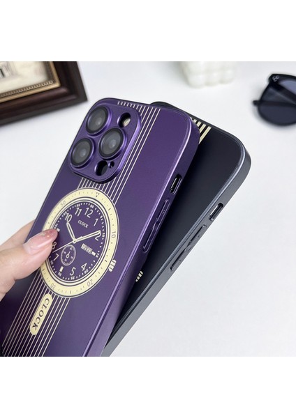 Iphone 15 Pro Max Yumuşak Tpu Şok Geçirmez Lens Film Purple ile Saat Tasarımı Manyetik Kasa Telefon Kılıfı (Yurt Dışından) modelleri