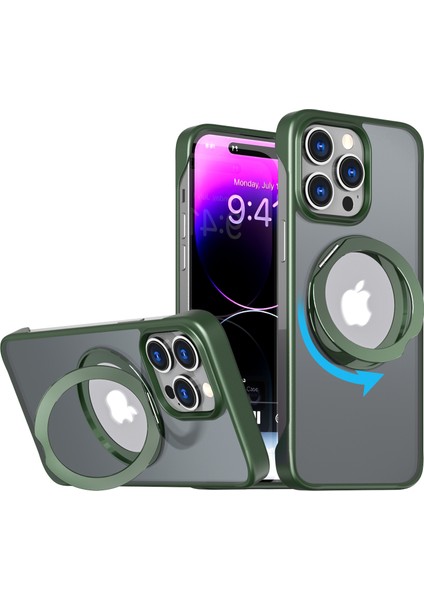 Iphone 14 Pro Case Manyetik Tpu+Akrilik Telefon Metal Braket Yeşili ile Geri Kabuk Telefon Kılıfı (Yurt Dışından)