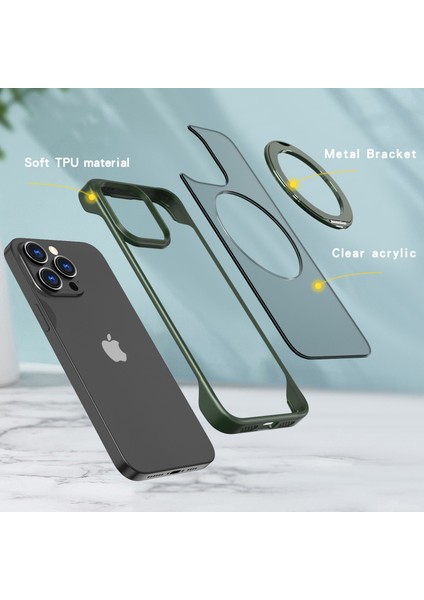 Iphone 14 Pro Case Manyetik Tpu+Akrilik Telefon Metal Braket Yeşili ile Geri Kabuk Telefon Kılıfı (Yurt Dışından) indirimleri