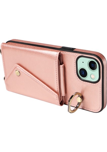 Iphone 15 Plus Kart Torba Tasarım Yüzüğü Kickstand Cep Telefonu Kapağı Litchi Doku Deri+Tpu Omuz Kayışı Rose Altın ile Geri Koruyucu Telefon Kılıfı (Yurt Dışından) fiyatları
