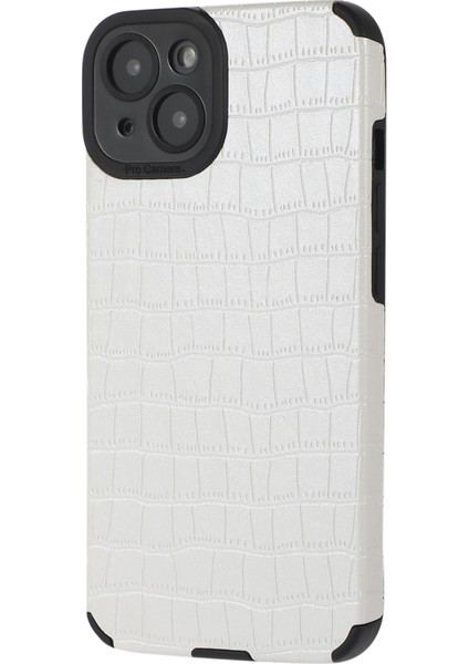 Iphone 15 Plus Pl Case Pu Deri+Tpu Timsah Doku Telefon Geri Beyaz Telefon Kılıfı (Yurt Dışından)