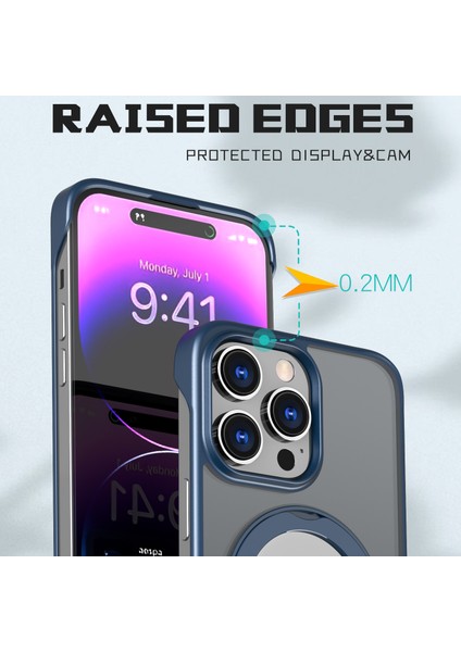 Iphone 14 Pro Case Magnetic Tpu+Akrilik Telefon Geri Kabuğu Metal Braket Mavisi Telefon Kılıfı (Yurt Dışından) fırsatları