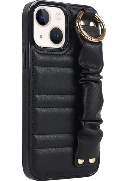 Iphone 13 Mini Yüzüğü Kickstand Pu Deri+Tpu Cep Telefon Ları Black Telefon Kılıfı (Yurt Dışından)
