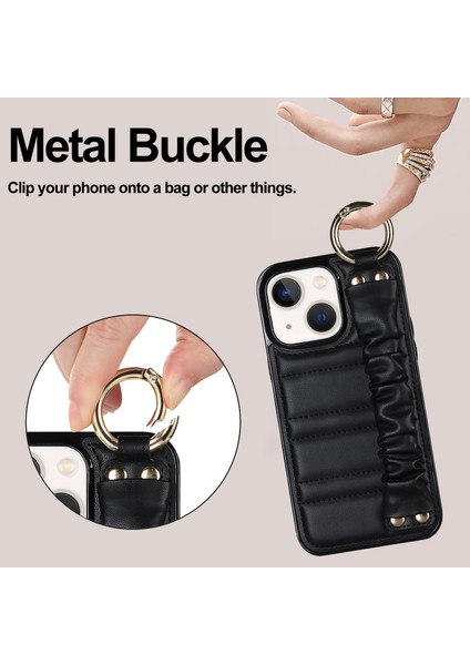 Iphone 13 Mini Yüzüğü Kickstand Pu Deri+Tpu Cep Telefon Ları Black Telefon Kılıfı (Yurt Dışından) indirimleri