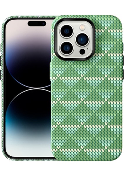 Iphone 15 Pro Max Textile Desen Bump Düzeltili Silikon Seri Işık Yeşil Telefon Kılıfı (Yurt Dışından)