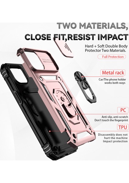 Iphone 15 Vaka Slayt Kamera Koruyucu Metal Yüzüğü Kickstand Pc+Tpu Telefon Çizgi Altın Telefon Kılıfı (Yurt Dışından) fiyatları