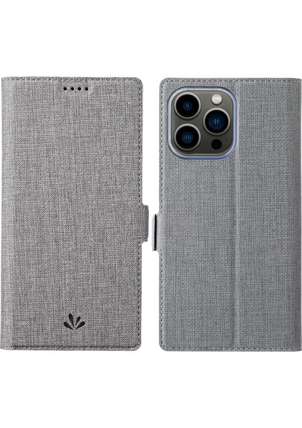 Iphone 15 Pro Max Case Pu Pu Deri Yatay Stand Telefon Grey Telefon Kılıfı (Yurt Dışından)