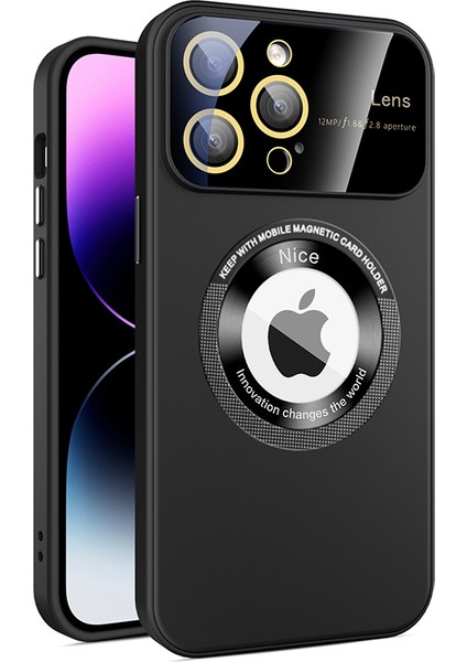 Iphone 14 Pro Magnetic Case Back Logo Magnify Cam Lens Film Black ile Telefon Kılıfı (Yurt Dışından)