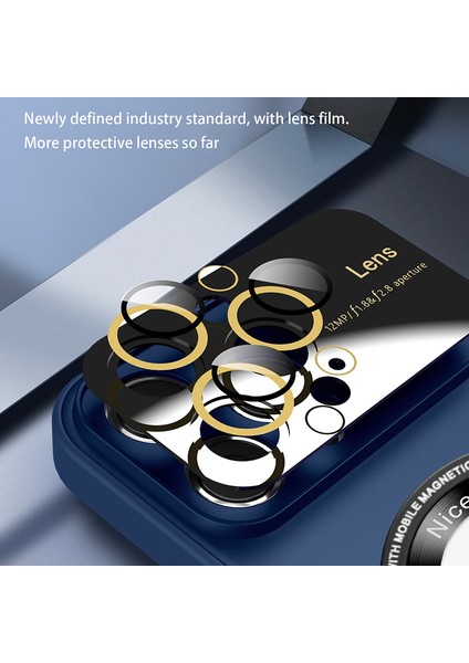 Iphone 14 Pro Magnetic Case Back Logo Magnify Cam Lens Film Black ile Telefon Kılıfı (Yurt Dışından)