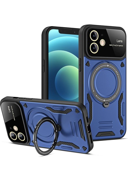 Iphone 12 Için 6.1 Inç Pc+Tpu Anti Drop Kickstand Cover ile Uyumlu Telefon Kılıfı (Yurt Dışından)