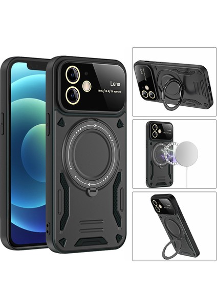 Iphone 12 Için 6.1 Inç Pc+Tpu Anti Drop Kickstand Cover ile Uyumlu Telefon Kılıfı (Yurt Dışından)