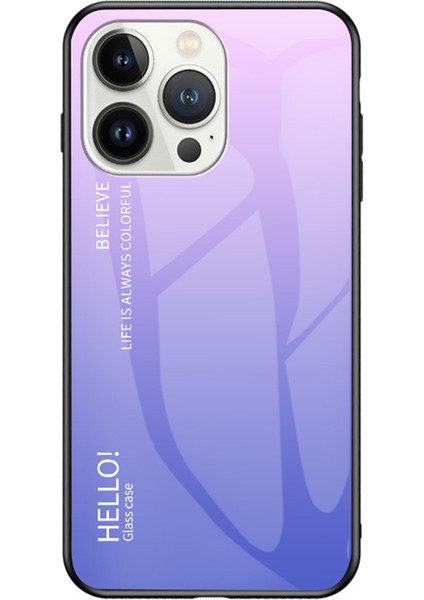 Iphone 15 Pro Temperli Cam Arka Pc+Tpu Gradient Renk Tasarımı Telefon Vaka Sınıflandırıcı Pembe Mor Telefon Kılıfı (Yurt Dışından)