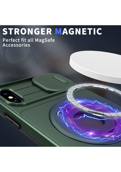 Iphone X/xs Manyetik Kasa Kickstand Anti Cratch Zırh Telefonu Siyah Yeşil Telefon Kılıfı (Yurt Dışından)