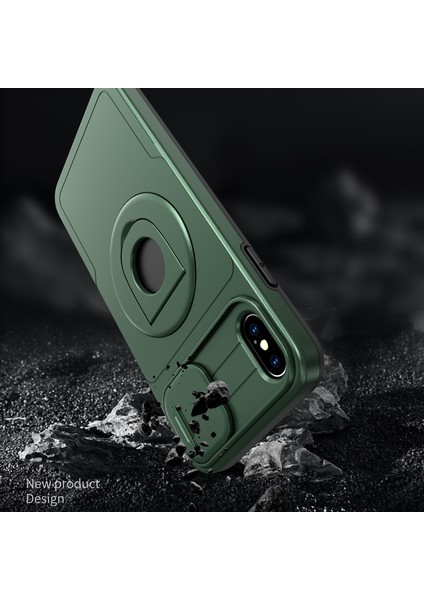 Iphone X/xs Manyetik Kasa Kickstand Anti Cratch Zırh Telefonu Siyah Yeşil Telefon Kılıfı (Yurt Dışından)