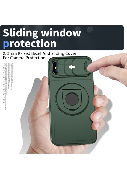 Iphone X/xs Manyetik Kasa Kickstand Anti Cratch Zırh Telefonu Siyah Yeşil Telefon Kılıfı (Yurt Dışından)