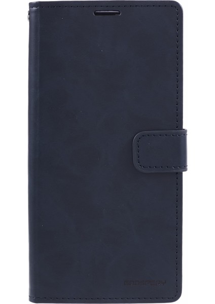 Iphone 15 Plus Için Moon Plus Pu Pu Deri Flip Shell Dark Mavi Telefon Kılıfı (Yurt Dışından)
