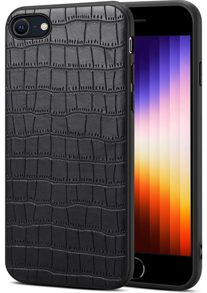 Iphone 7/8/se (2020)/SE (2022) Case Timsah Dokulu Pu Deri+Pc+Tpu Telefon Black Için Telefon Kılıfı (Yurt Dışından)