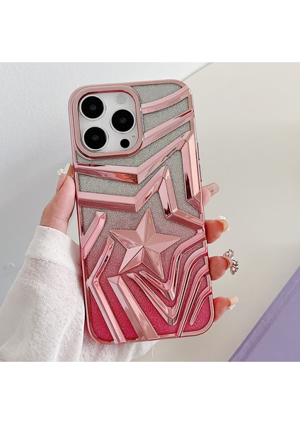 Iphone 15 Pro Max Vaka Gradyan Tpu Kabuğu, Işıltılı Kağıt Pembe ile Yıldız Desen Isteyen Telefon Kılıfı (Yurt Dışından)