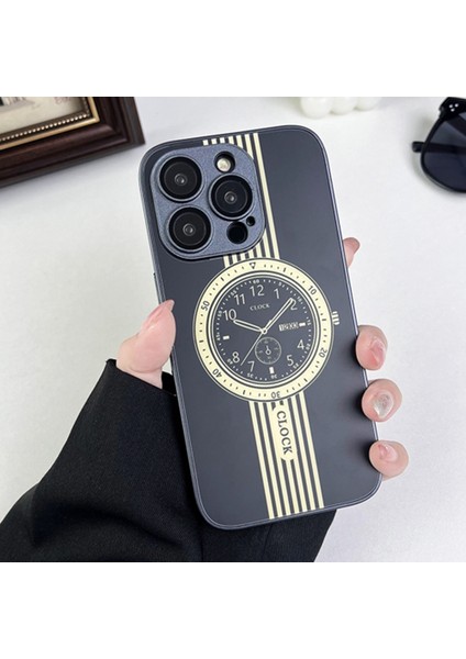 Iphone 15 Pro Yumuşak Tpu Telefon Kasası Saat Tasarımı Lens Film Mavisi ile Manyetik Koruyucu Telefon Kılıfı (Yurt Dışından)