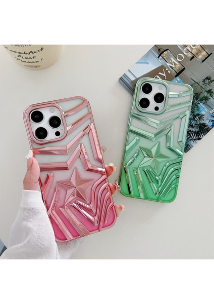 Iphone 15 Pro Max Case Için Elektrokaplatma Istek Yıldız Deseni Gradyanı Tpu Telefon Pembe Telefon Kılıfı (Yurt Dışından)