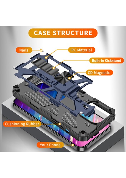 Iphone 15 Pro Için Yumuşak Tpu+Sert Pc Araba Montajı Metal Sac Mavisi ile Gizli Kickstand Telefon Kılıfı (Yurt Dışından) indirimleri