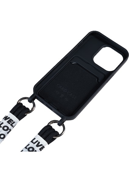 Iphone 15 Pro Max Sıvı Silikon Kart Kartı Yuvası Şok Geçirmez Koruyucu Strap Black Telefon Kılıfı (Yurt Dışından)
