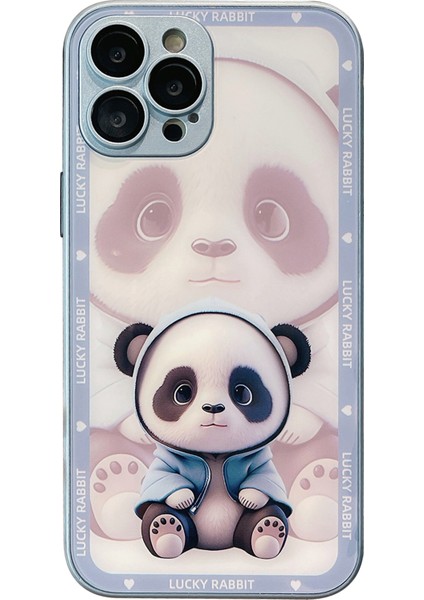 Iphone 15 Pro Max Gölge Panda Desen Temizli Cam+Tpu Kabuk Mavi Için Cep Telefon Ları Telefon Kılıfı (Yurt Dışından)
