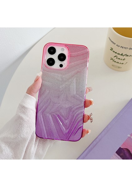 Iphone 15 Pro Case Için Işıltılı Çift Renk Dilek Yıldız Deseni Tpu Telefon Pembe+Mor Telefon Kılıfı (Yurt Dışından)