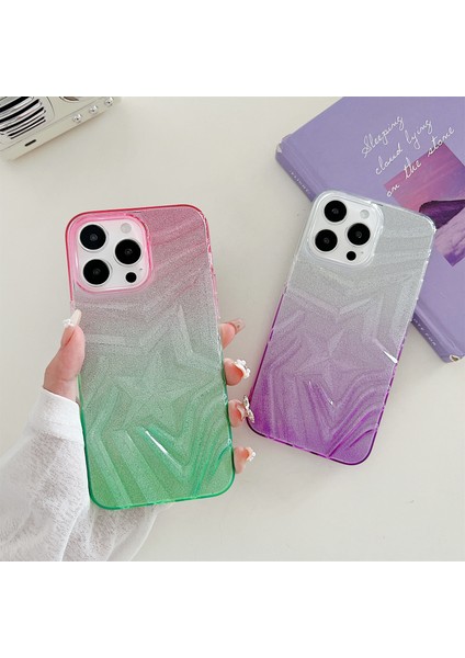 Iphone 15 Pro Case Için Işıltılı Çift Renk Dilek Yıldız Deseni Tpu Telefon Pembe+Mor Telefon Kılıfı (Yurt Dışından) modelleri