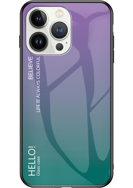 Iphone 15 Pro Temperli Cam Arka Pc+Tpu Gradient Renk Tasarımı Telefon Vaka Sınıflandırıcı Mor Telefon Kılıfı (Yurt Dışından)