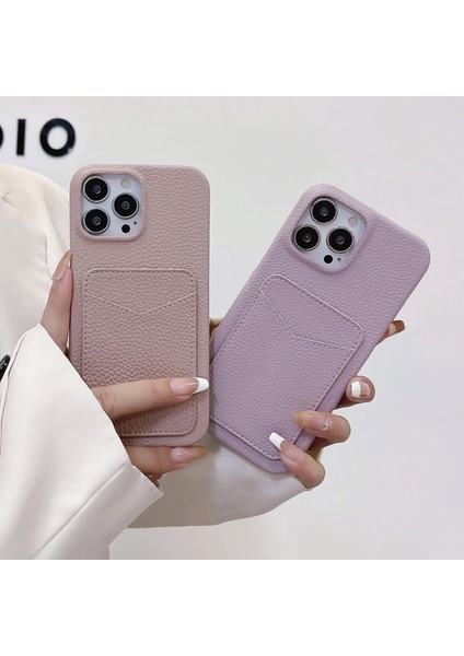 Iphone 15 Pro Max Litchi Doku Anti Çizelge Pu+Tpu Telefon Kabuğu Telefon Kılıfı (Yurt Dışından)