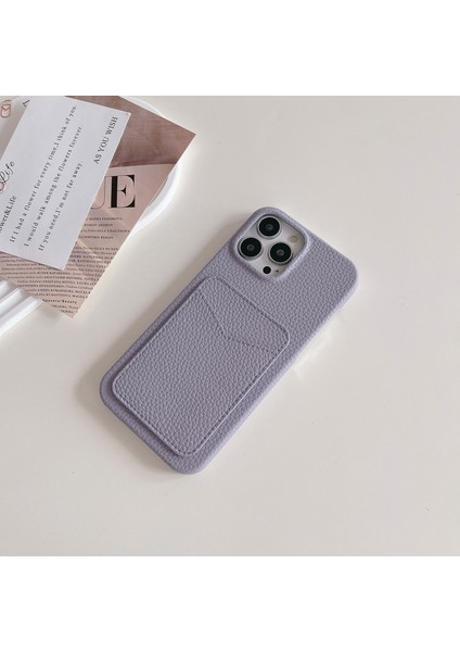Iphone 15 Pro Max Litchi Doku Anti Çizelge Pu+Tpu Telefon Kabuğu Telefon Kılıfı (Yurt Dışından)