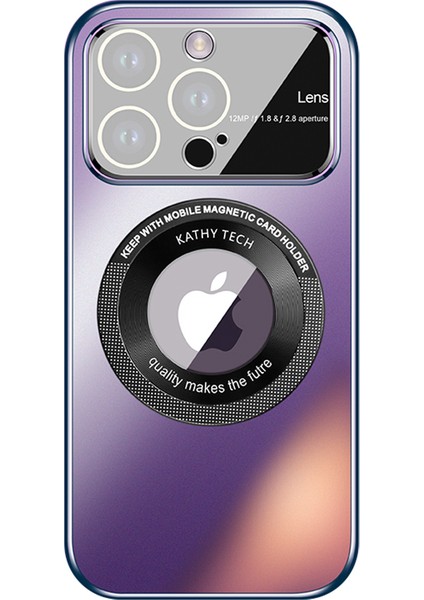 Ag Nano Buzlu Logo Iphone 15 Pro Max Glass Lens Film Dark Mor ile Uyumlu Pc Telefon Kılıfı (Yurt Dışından)