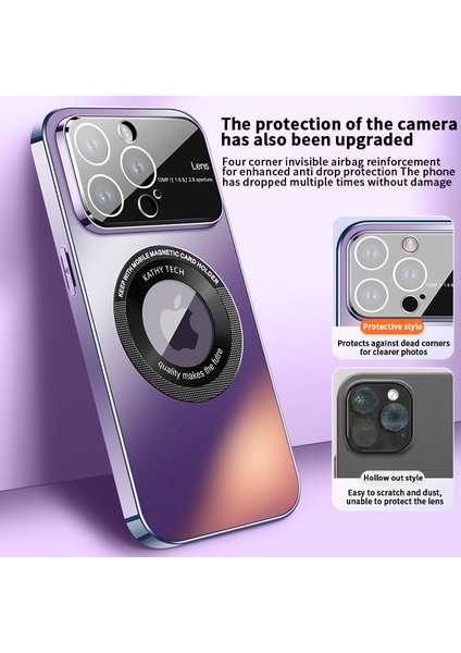 Ag Nano Buzlu Logo Iphone 15 Pro Max Glass Lens Film Dark Mor ile Uyumlu Pc Telefon Kılıfı (Yurt Dışından) fiyatları
