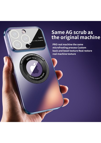 Ag Nano Buzlu Logo Iphone 15 Pro Max Glass Lens Film Dark Mor ile Uyumlu Pc Telefon Kılıfı (Yurt Dışından) modelleri