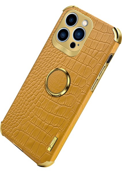 Iphone 15 Pro Timsah Dokusu Için Elektroklokalı Anti Drop Anti Tele Deri+Tpu Kickstand Cover Sarı Telefon Kılıfı (Yurt Dışından) indirimleri