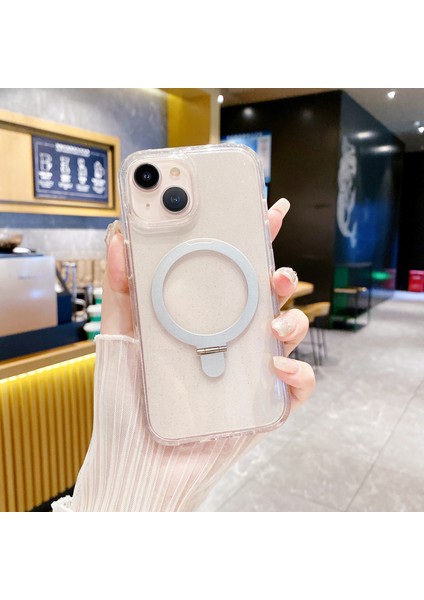 Iphone 15 Plus Case Tpu+Akrilik Kickstand Manyetik Telefon Tutucu Beyaz Telefon Kılıfı (Yurt Dışından)