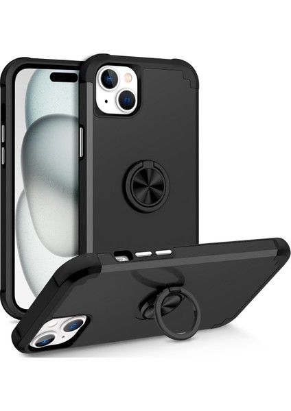 Iphone 15 Plus Için Kickstand Black ile Anti Drop Pc+Tpu Telefon Geri Telefon Kılıfı (Yurt Dışından)